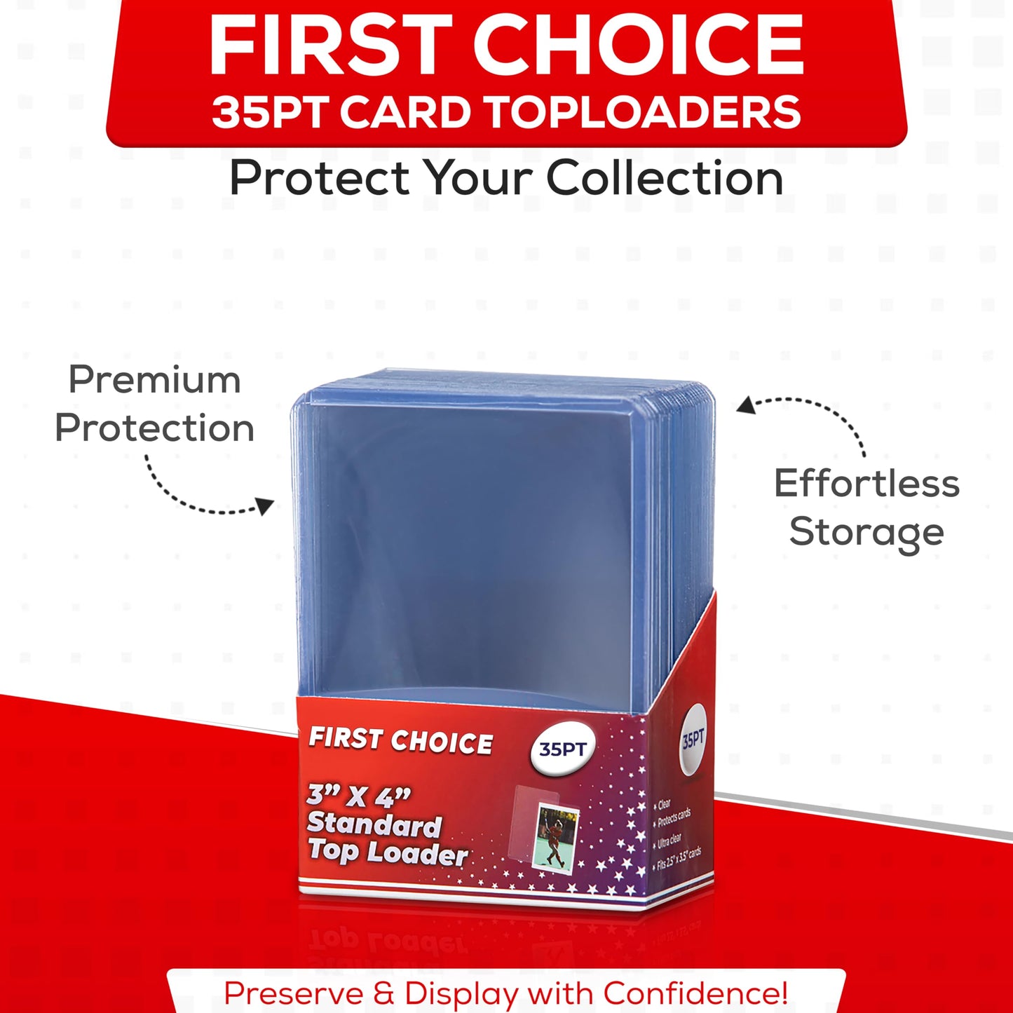 (100) Top Loaders for Cards 3x4 35PT Premium Standard Size Protector, Clear Card Holder Card Sleeves Protection Compatible with Gaming Cards, Baseball, Football,Hockey, etc!