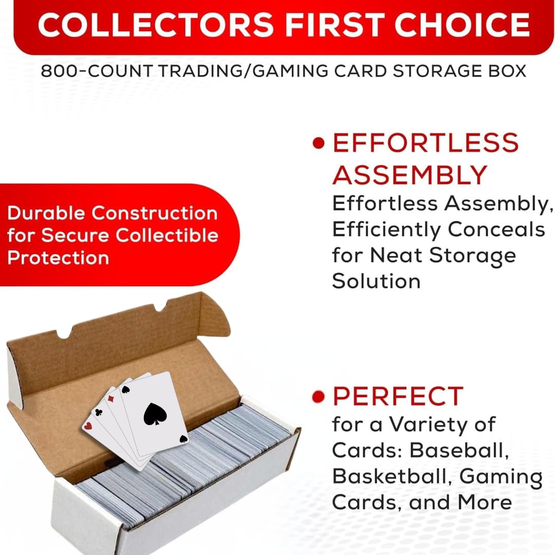 (6) Premium Thick 800 Count Storage Box Trading Card Storage Box Cardboard Perfect Baseball Card Storage - Holds Gaming Football Basketball Baseball MTG - MADE IN THE USA