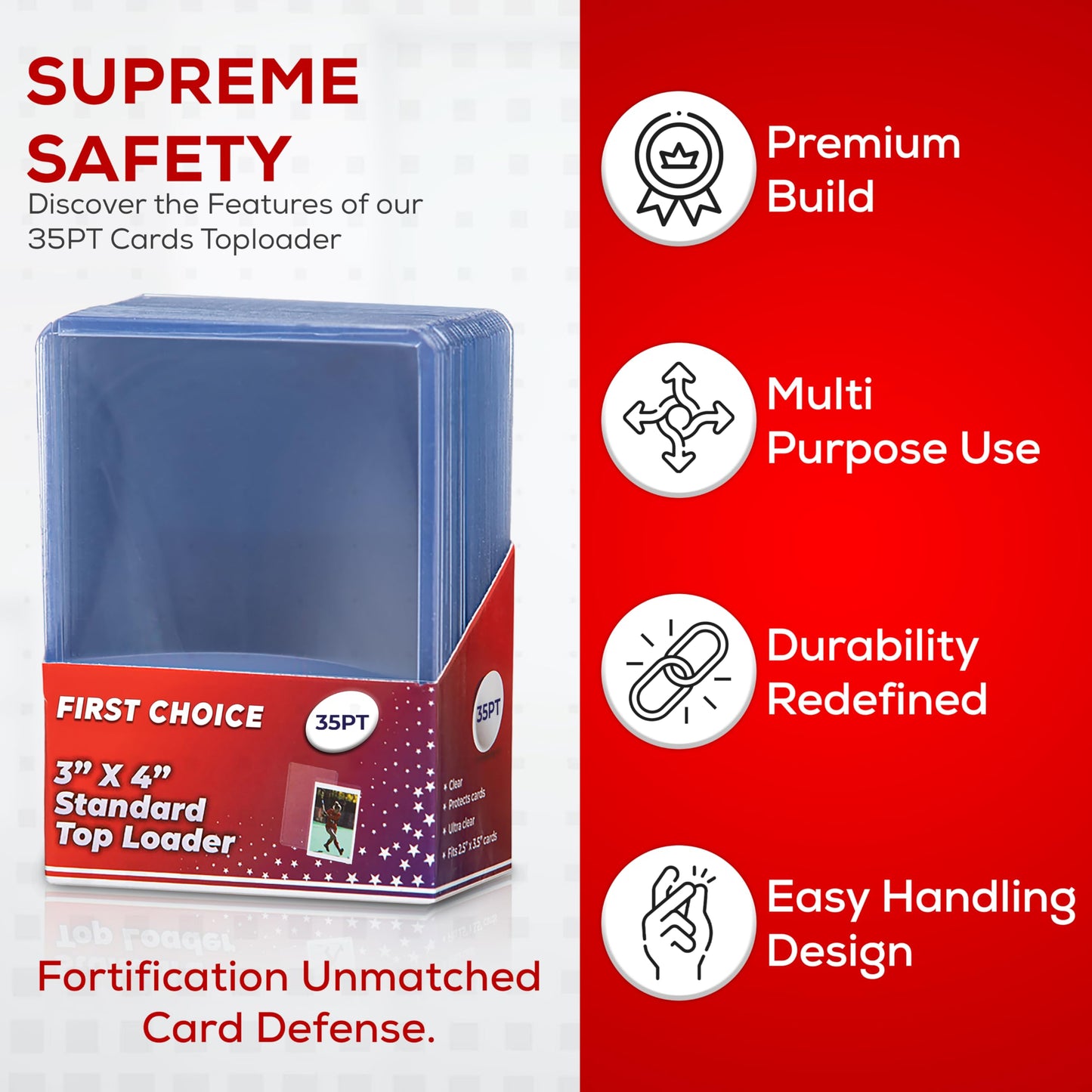 (100) Top Loaders for Cards 3x4 35PT Premium Standard Size Protector, Clear Card Holder Card Sleeves Protection Compatible with Gaming Cards, Baseball, Football,Hockey, etc!