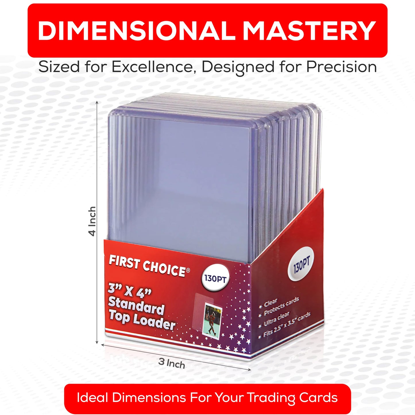 130pt Top Loader Packs - 500 Top Loaders Total Per Case - 50 Packs of 10 Pieces - for Thick Baseball, Basketball, Hockey, Football Cards and Memorbilia
