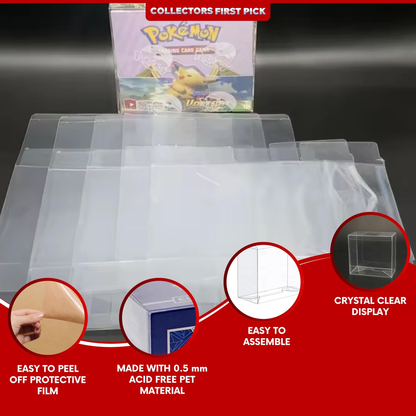 Collector's First Pick Plastic Elite Trainer Box Case For Protecting Pokemon ETB Box Display Case Protector Long Term - 0.5mm Thick Protective Display (Pack of 5)