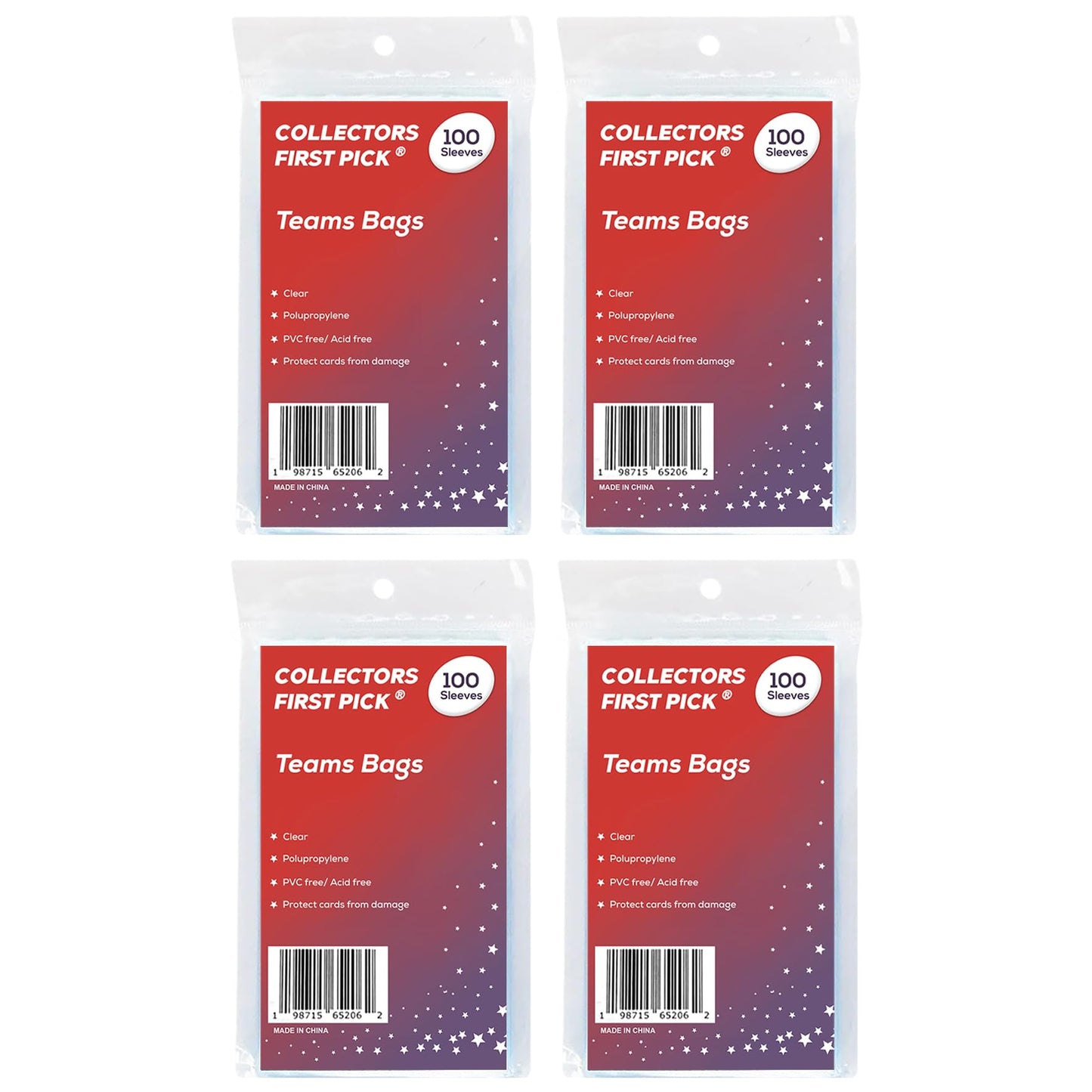 400 Team Bags (6 1/4 x 3 5/8) Resealable Sleeves Premium Penny Sleeves for Trading Cards - Protect Your Gaming Cards and Sports Cards - Fits Top Loaders, Semi Rigids, and Magnetics