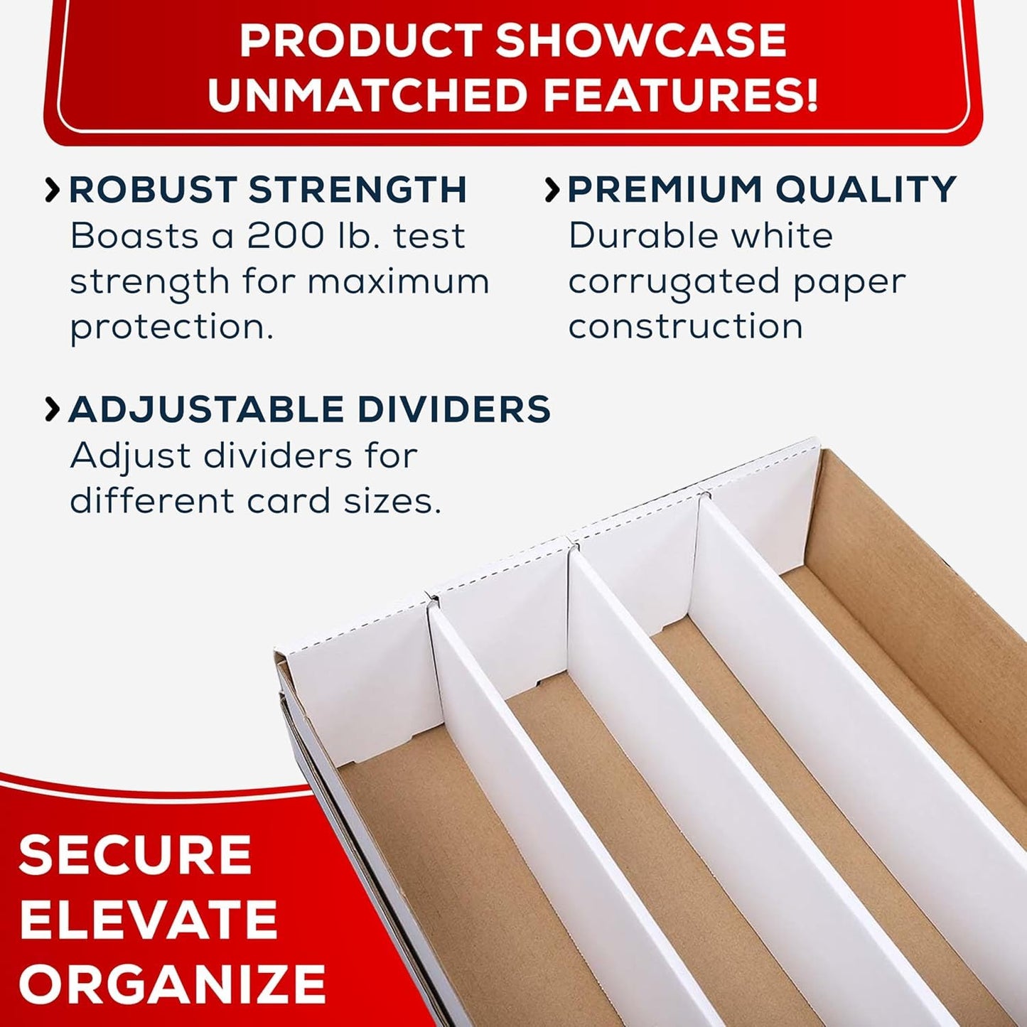(2) Premium 3200 Count Storage Box 4 Row Monster - 200 Pound Test Strength - Trading Card Cardboard Box For Football, Basketball, Baseball & Gaming Cards - 2 Boxes - MADE IN THE USA