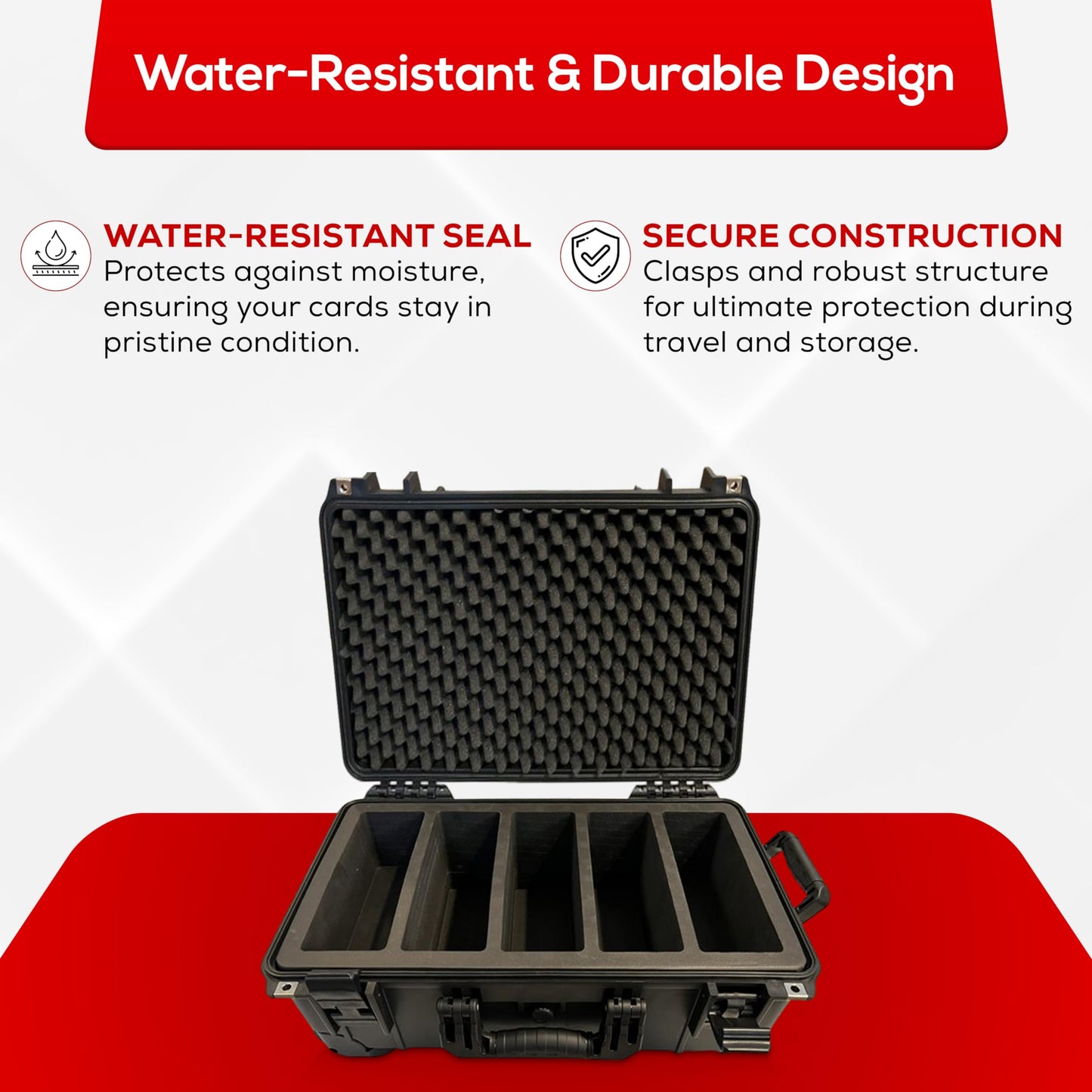 Waterproof Graded Card Storage Box EZ Travel Suitcase W/ Rolling Wheels Graded Slab Carrying Case Compatible with 100+ Card Slabs, Sports Trading Card Case Fits PSA, CSG, BGS, SGC (NEW IMPROVED MODEL)