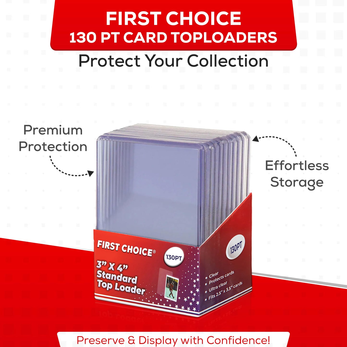 130pt Top Loader Packs - 20 Top Loaders - 2 Packs of 10 Pieces - for Thick Baseball, Basketball, Hockey, Football Cards and Memorbilia