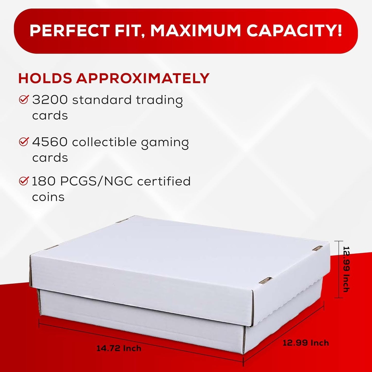 (2) Premium 3200 Count Storage Box 4 Row Monster - 200 Pound Test Strength - Trading Card Cardboard Box For Football, Basketball, Baseball & Gaming Cards - 2 Boxes - MADE IN THE USA