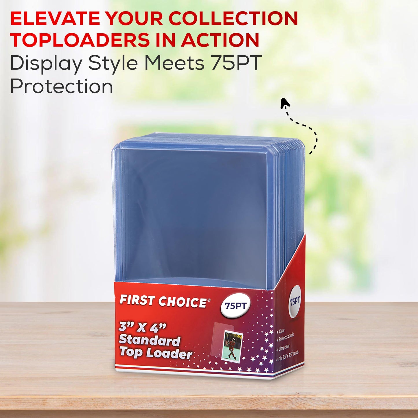 (50) 75pt Premium Top Loader Pack Card Sleeves Thick Storage Card Protector Comptaible with Gaming Cards, Football, Basketball, Baseball, Hockey and Memorabilia (2 Packs - 25 Pieces Per Pack)