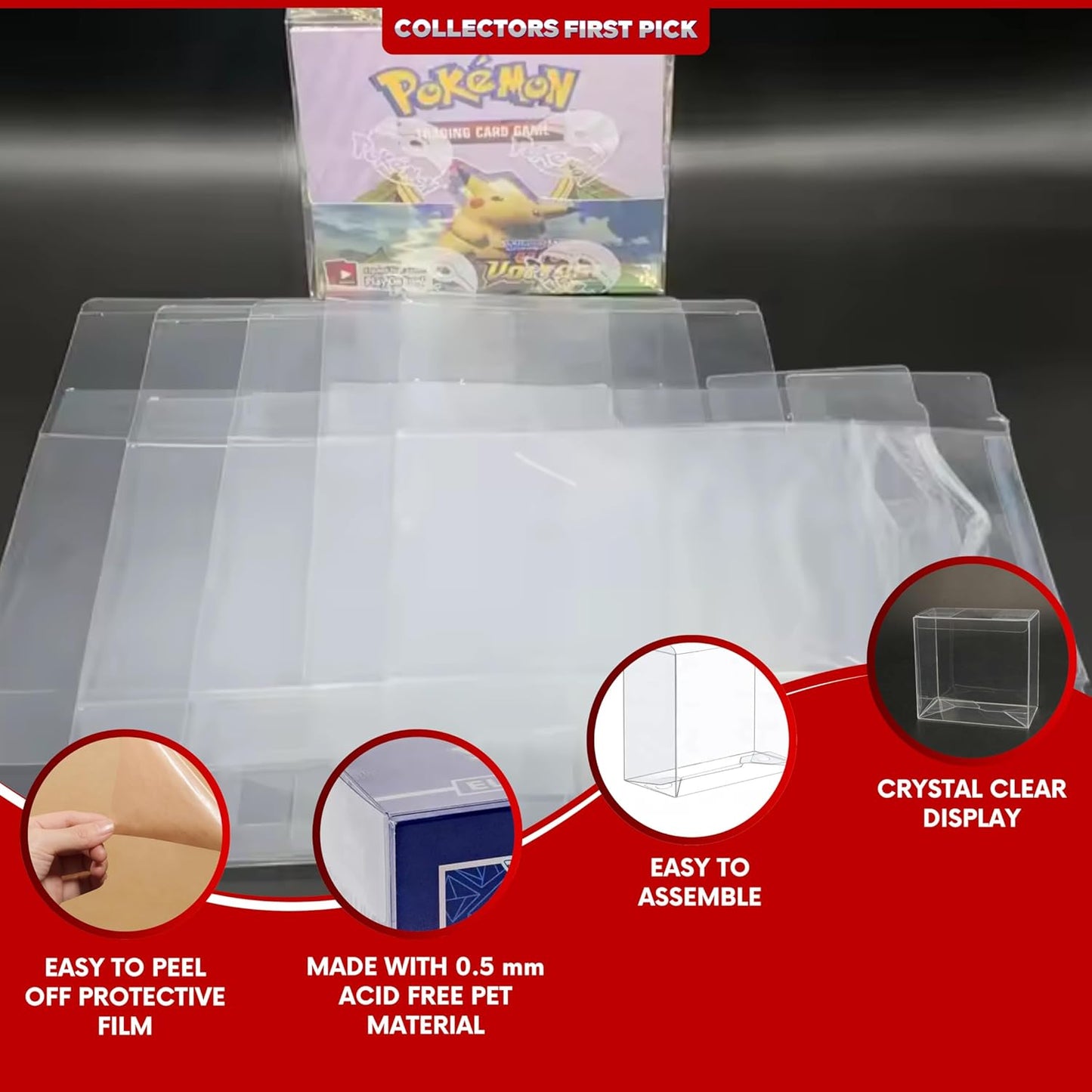 Elite Trainer Box Display Case Protector – 0.5mm Thick Plastic Case for Pokémon ETB – Long-Term Storage & Display (Pack of 5)