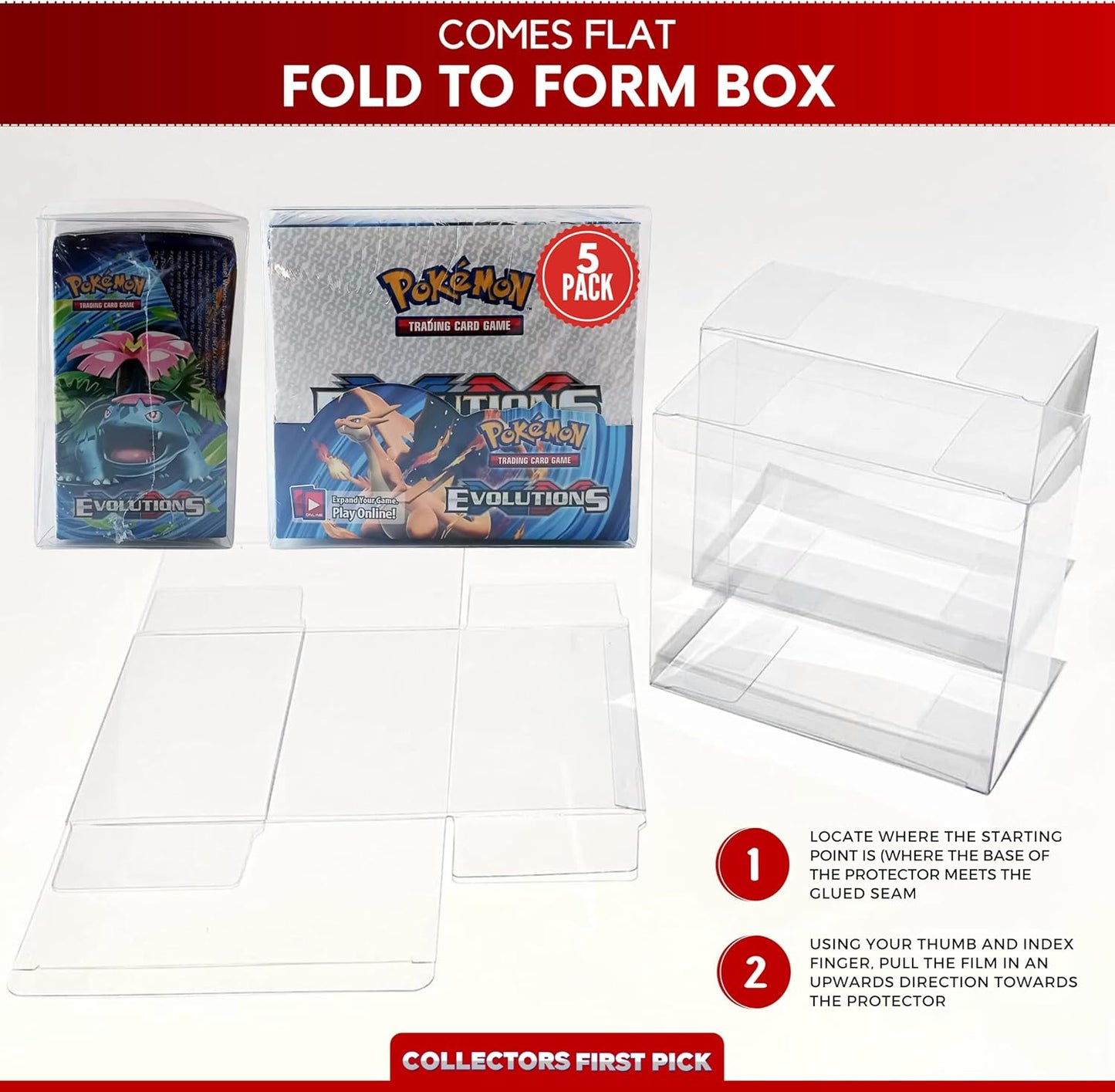 Booster Box Display Case Protector – 0.5mm Thick Plastic for Pokémon & Japanese Boxes – Long-Term Storage (Pack of 5)