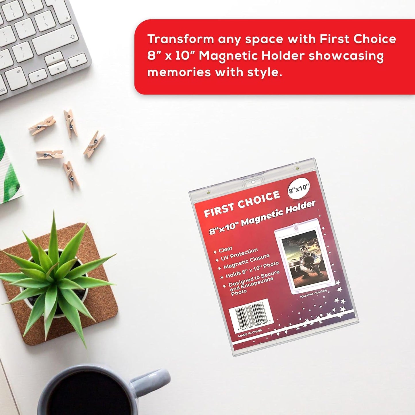 8x10 Acrylic Magnetic Picture Frame – Crystal Clear UV Protection, One-Touch Magnetic Closure, Wall-Mountable Display Holder