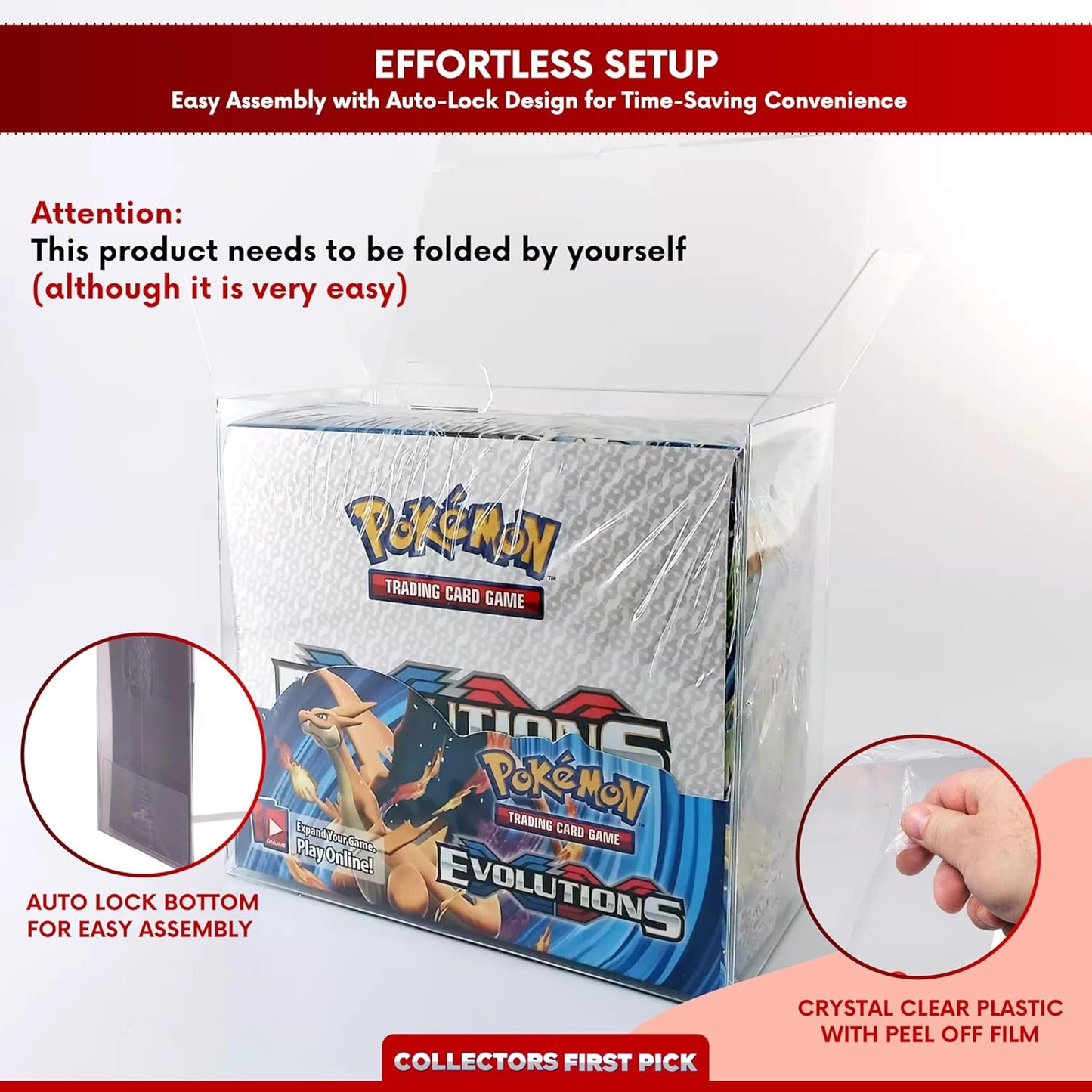 Booster Box Display Case Protector – 0.5mm Thick Plastic for Pokémon & Japanese Boxes – Long-Term Storage (Pack of 5)