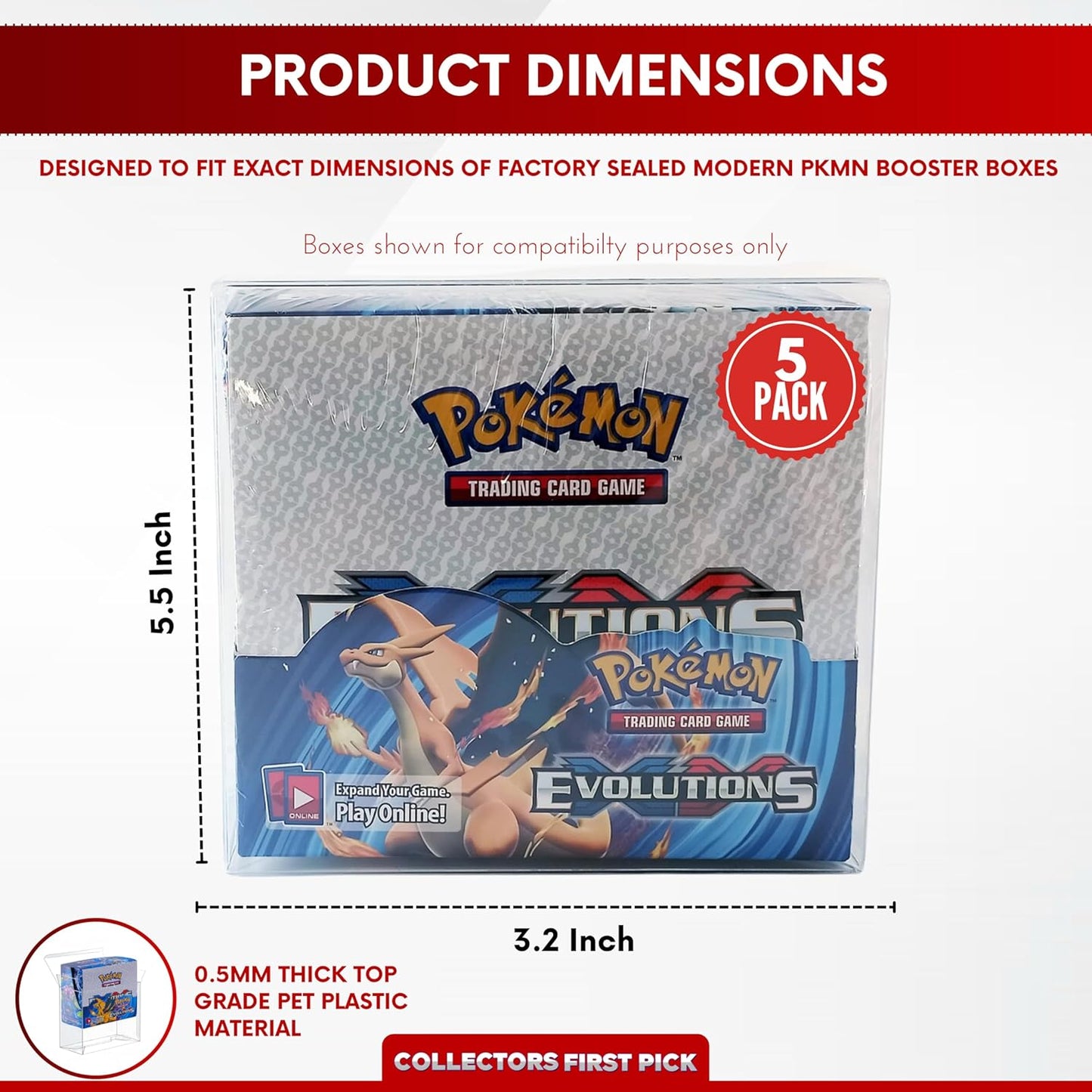 Booster Box Display Case Protector – 0.5mm Thick Plastic for Pokémon & Japanese Boxes – Long-Term Storage (Pack of 5)