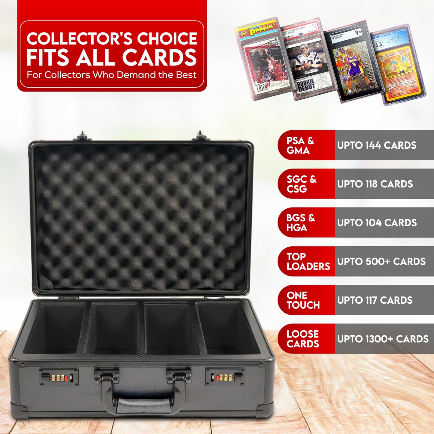 Graded Card Carrying Case Storage Box, Trading Card Storage Box, Sports Card Storage - Slab Case For Graded Cards Fits 120+ BGS SGC PSA CSG CGC and 300+ Magnetic Holders 600+ Top Loaders
