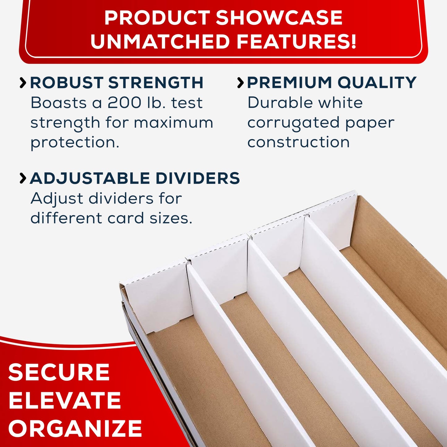 3 Pieces Premium 3200 Count Storage Box 4 Row Monster - 200 Pound Test Strength - Trading Card Cardboard Box For Football, Basketball, Baseball & Gaming Cards - 3 Boxes - MADE IN THE USA