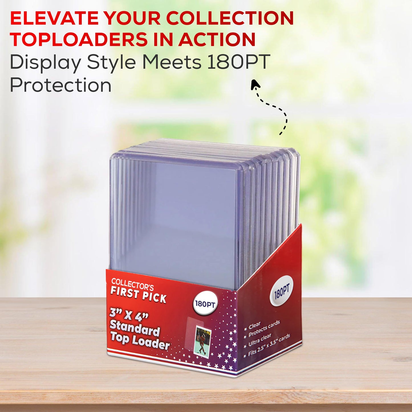 180PT (10 Piece Per Pack) Premium Top Loaders for Cards - Thick Top Loaders for Cards - Storage for Thick Basketball Football Baseball - Top Loader Storage Sleeve Ultra Clear Card Protectors Holder