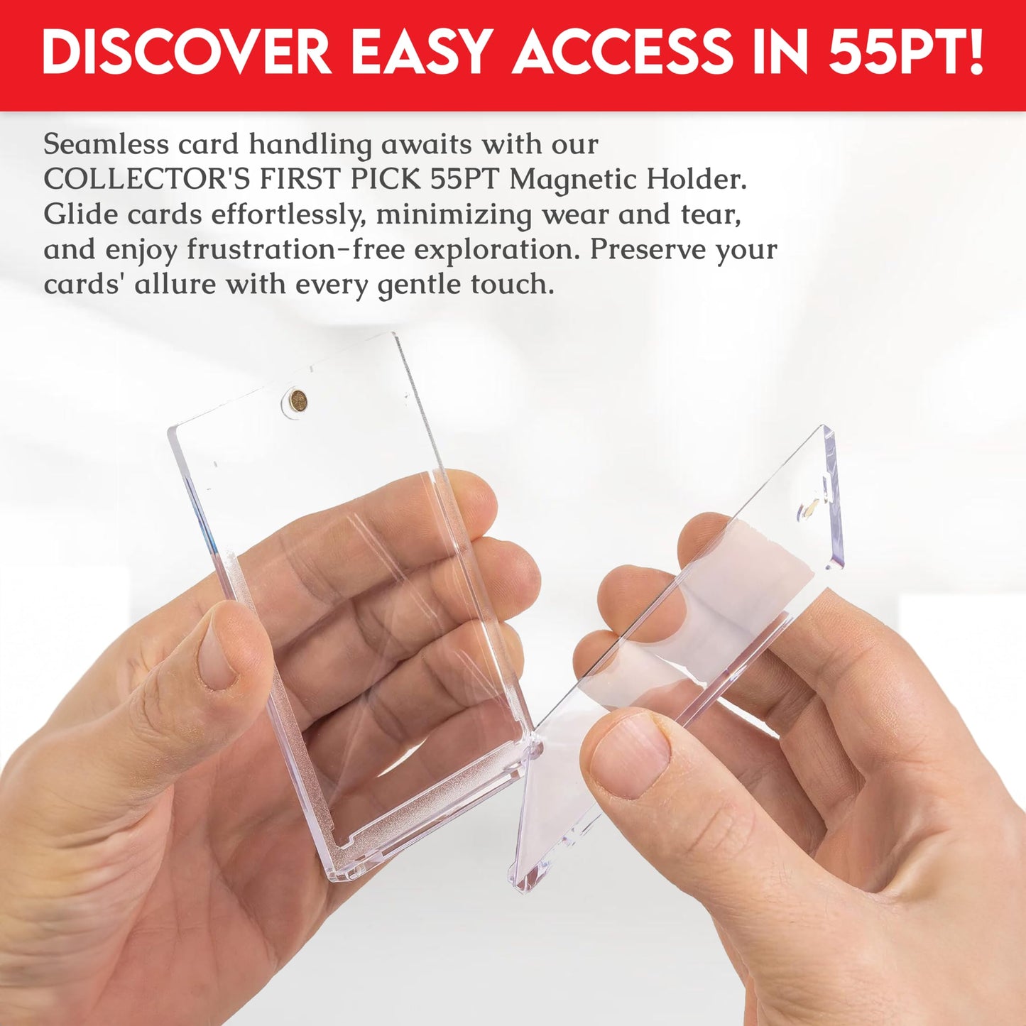 (1 Pack) 55PT Premium One Touch Magnetic Card Holder Thick Size - PVC Free - UV Protection - Hard Plastic Protector for Collectible Sports Cards Acrylic Display Card Cases