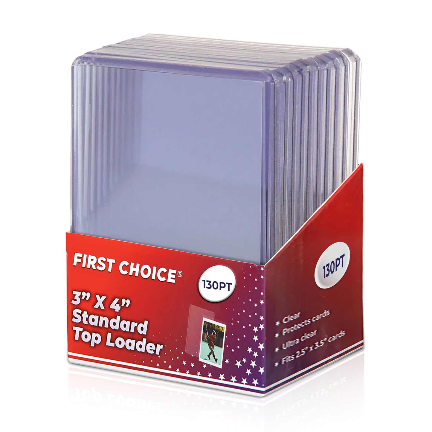 130pt Top Loader Packs - 500 Top Loaders Total Per Case - 50 Packs of 10 Pieces - for Thick Baseball, Basketball, Hockey, Football Cards and Memorbilia