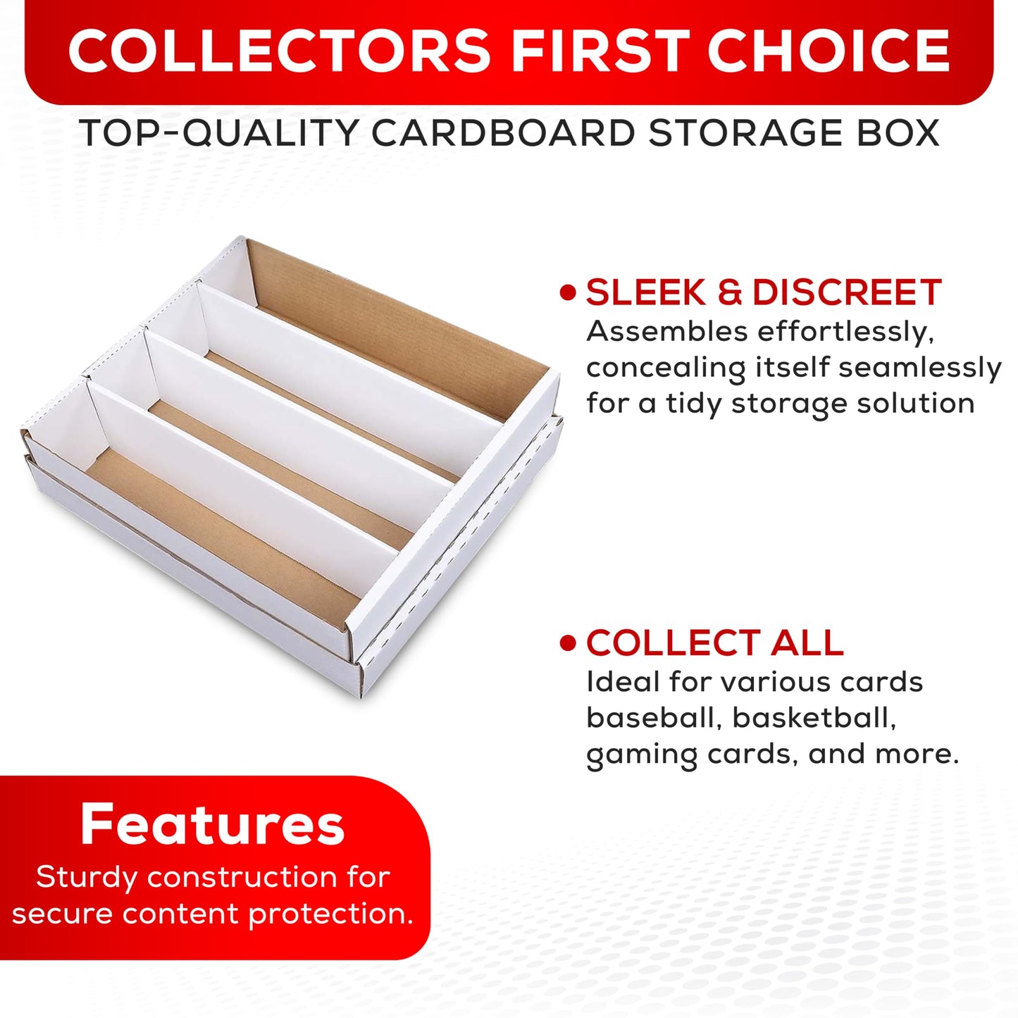 (4) Premium 3200 Count Storage Box 4 Row Monster - 200 Pound Test Strength - Trading Card Cardboard Box For Football, Basketball, Baseball & Gaming Cards - Trading Card Storage Box - USA MADE
