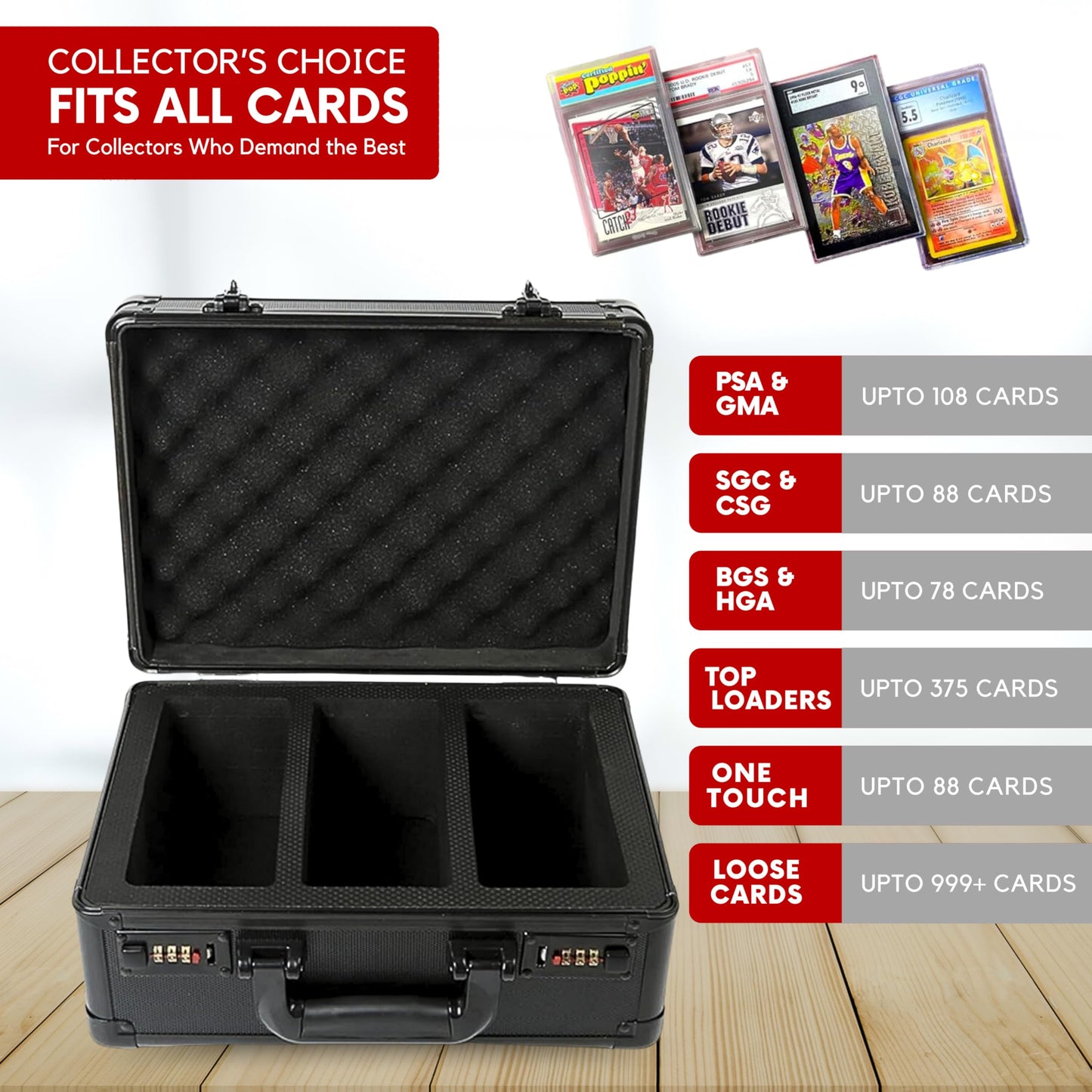 Graded Sports Card Storage Box, Trading Card Storage Box, Graded Card Slab Carrying Case Fits PSA BGS FGS & SGC, Sports & Trading Collector Storage Box Fits Pokemon MTG Baseball (120+ Slabs)