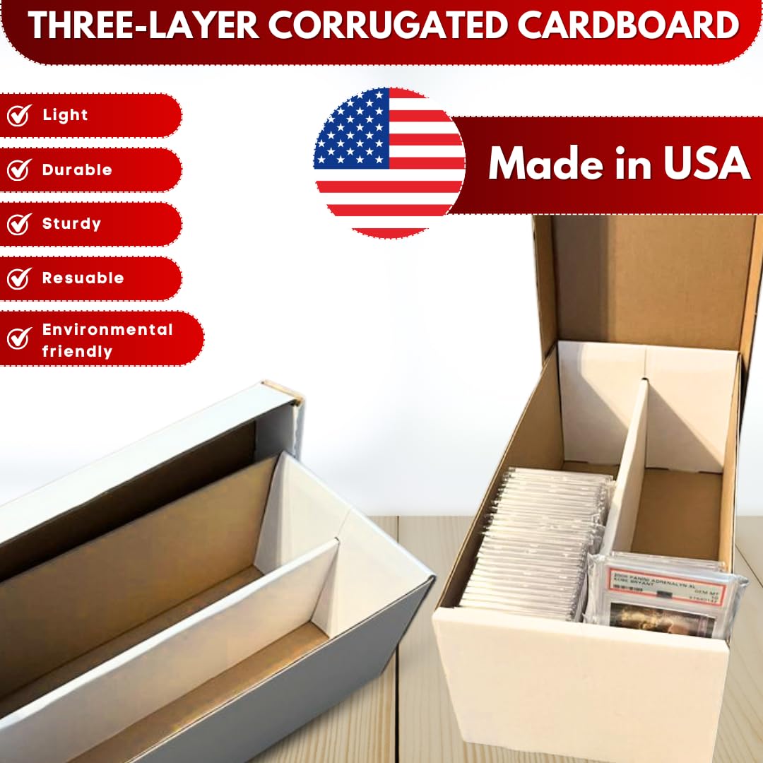 Premium Graded Shoe Box (1 Pack) Card Storage Holds 300 Toploaders & 100 Graded Cards - Graded Card Cardboard Box - Card Storage For Sports Gaming Baseball Basketball Football Cards - MADE IN USA