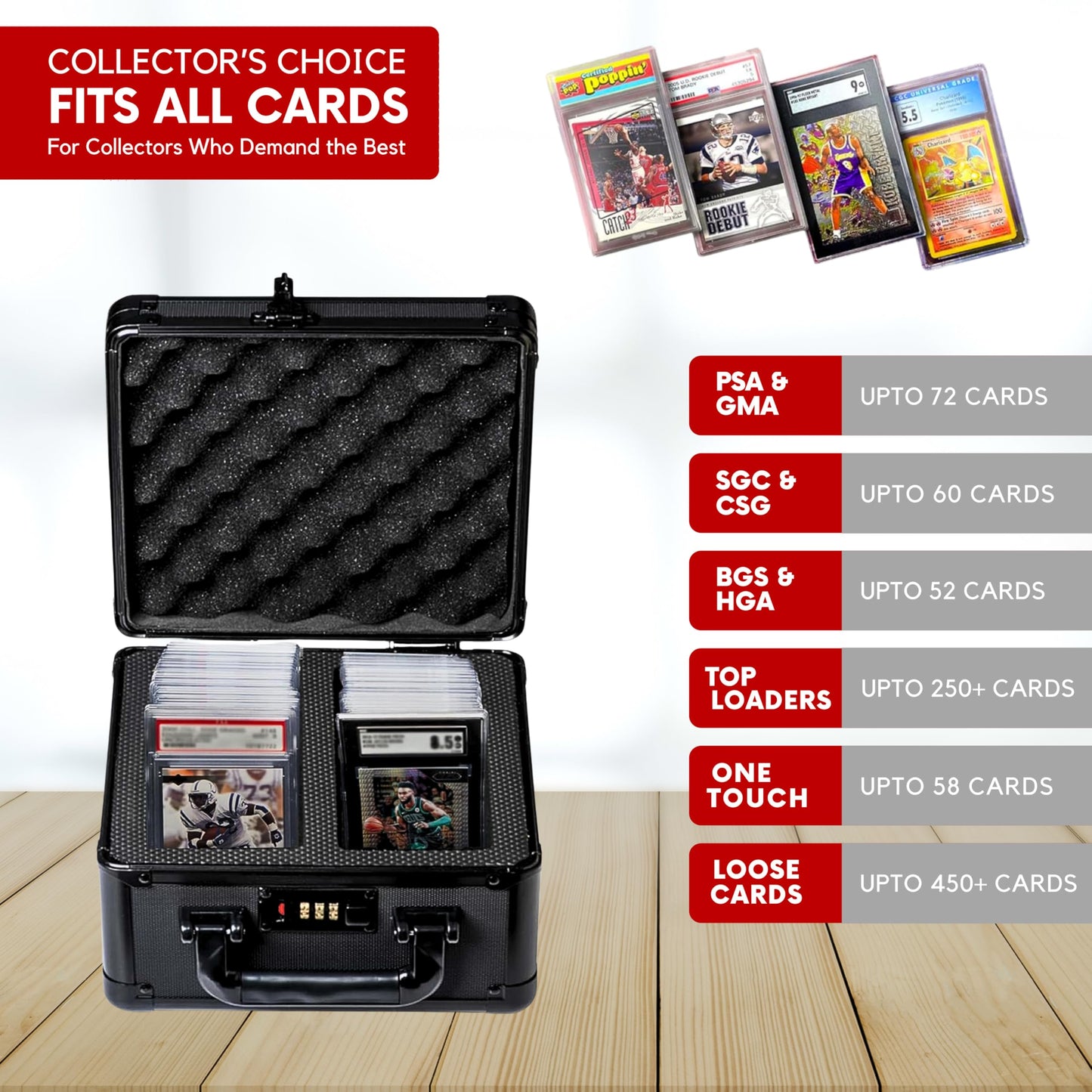 Collector's First Pick 2 Row Graded Slab Carrying Case Card Storage Box, Holds 60+ Card Slabs, Fits PSA, CSG, BGS, SGC, Magnetic Card Holder and Top Loaders