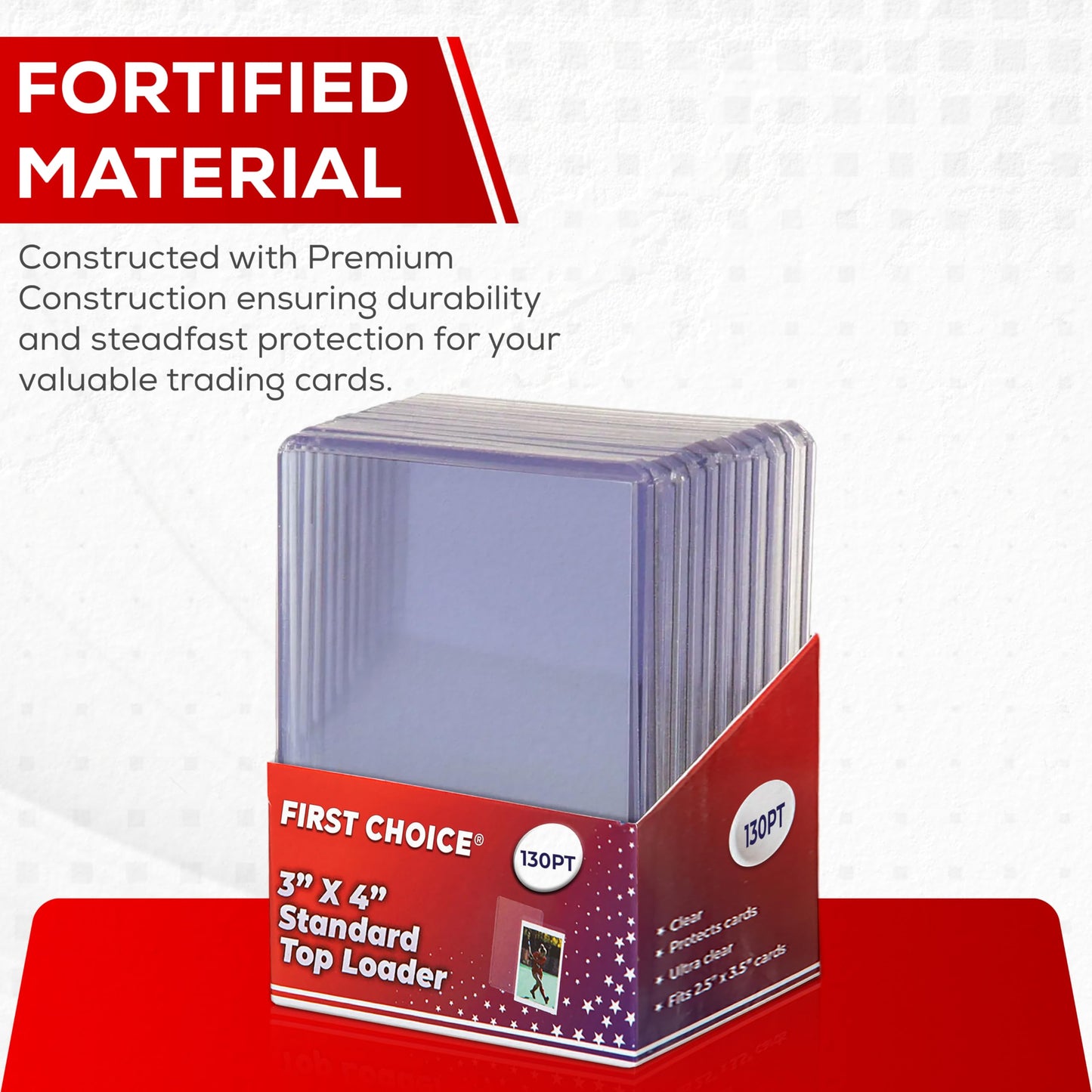130pt Top Loader Packs - 500 Top Loaders Total Per Case - 50 Packs of 10 Pieces - for Thick Baseball, Basketball, Hockey, Football Cards and Memorbilia