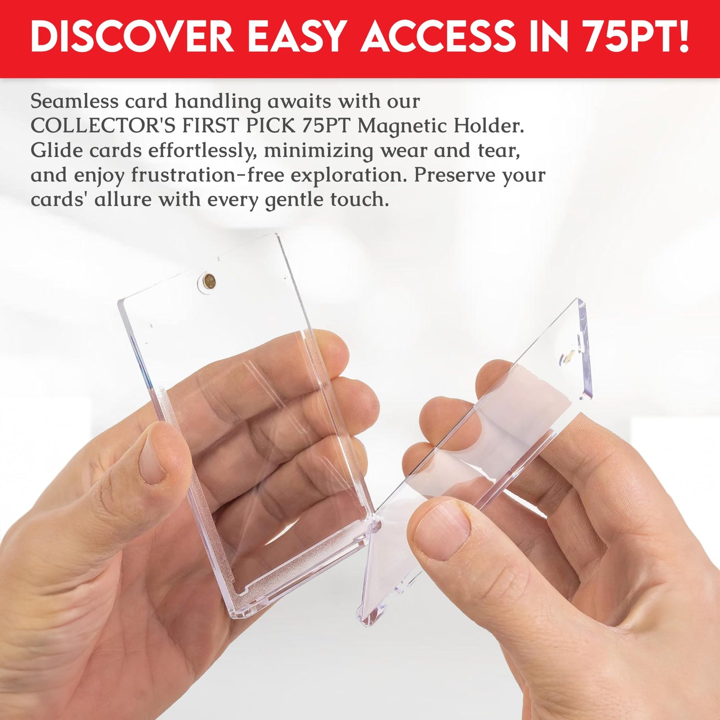 (1 Pack) 75PT Premium One Touch Magnetic Card Holder UV Protection - Ultra Clear - PVC Free - Trading Card Holder Card Protector Magnetic Card Case for Trading Cards Sports Cards Case