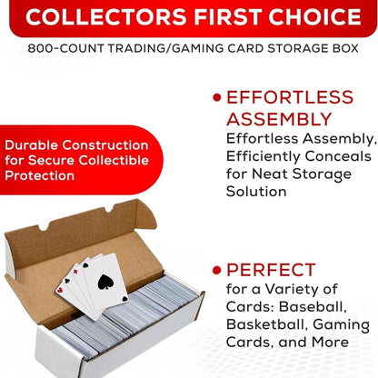 (6) Premium Thick 800 Count Storage Box Trading Card Storage Box Cardboard Perfect Baseball Card Storage - Holds Gaming Football Basketball Baseball MTG - MADE IN THE USA