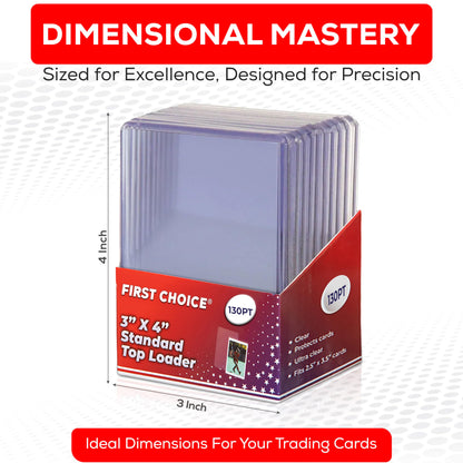 130pt Top Loader Packs - 500 Top Loaders Total Per Case - 50 Packs of 10 Pieces - for Thick Baseball, Basketball, Hockey, Football Cards and Memorbilia