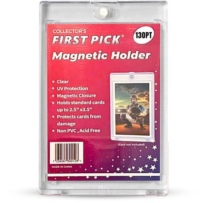 (1 Pack) 130 PT Premium Magnetic Card Holder UV Protection Long Term Storage Case Hard Plastic One Touch Protector for Sports Cards Acrylic Display Card Cases