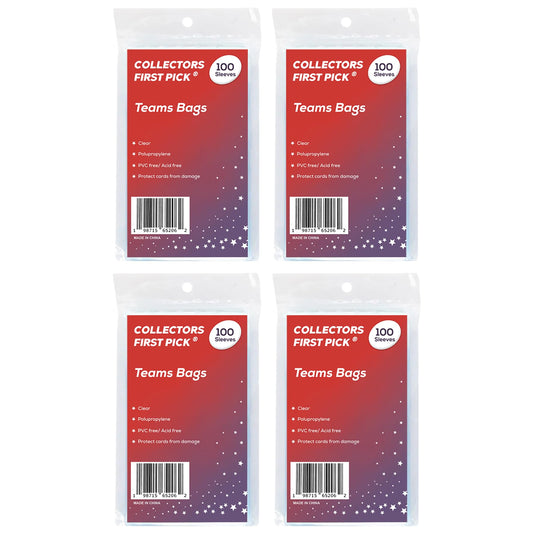400 Team Bags (6 1/4 x 3 5/8) Resealable Sleeves Premium Penny Sleeves for Trading Cards - Protect Your Gaming Cards and Sports Cards - Fits Top Loaders, Semi Rigids, and Magnetics