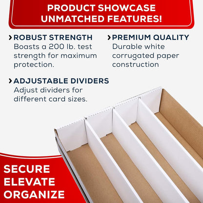 (2) Premium 3200 Count Storage Box 4 Row Monster - 200 Pound Test Strength - Trading Card Cardboard Box For Football, Basketball, Baseball & Gaming Cards - 2 Boxes - MADE IN THE USA