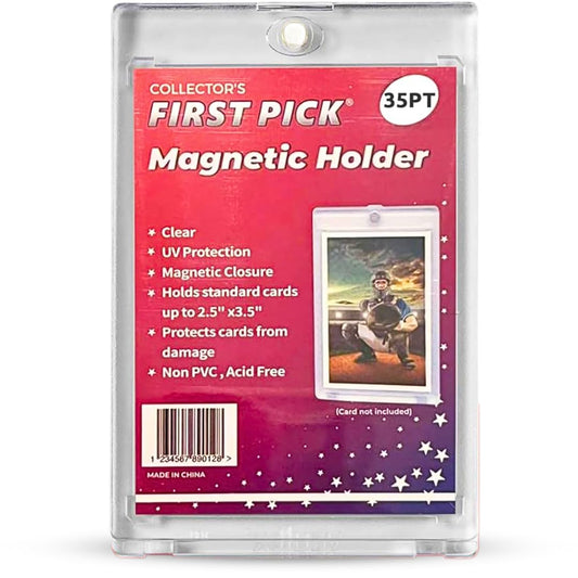 (1 Pack) 35 PT Premium Magnetic Card Holder UV Protection Long Term Storage Case Hard Plastic One Touch Protector for Pokemon Sports Cards Acrylic Display Card Cases