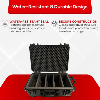 Waterproof Graded Card Storage Box EZ Travel Suitcase W/ Rolling Wheels Graded Slab Carrying Case Compatible with 100+ Card Slabs, Sports Trading Card Case Fits PSA, CSG, BGS, SGC (NEW IMPROVED MODEL)