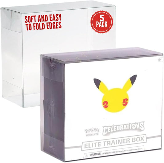 Elite Trainer Box Display Case Protector – 0.5mm Thick Plastic Case for Pokémon ETB – Long-Term Storage & Display (Pack of 5)