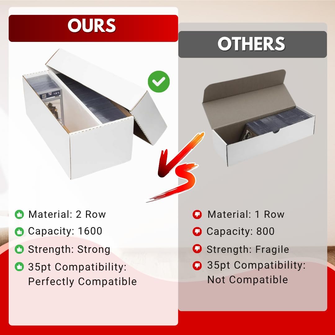 Premium 2-Row Shoe Box for Graded Cards – Holds 300+ Toploaders or 100+ Slabs – Trading Card Storage for PSA, BGS, CSG & More – Made in the USA