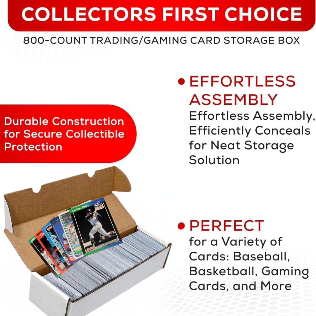 Premium 800 Count Trading Card Storage Box – Durable Cardboard Organizer for Sports & TCG Cards – Made in the USA