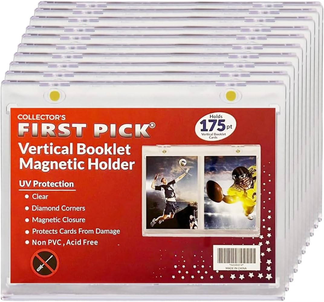 175PT Vertical Booklet Magnetic Card Holder – UV Protection, PVC-Free, Triple Magnetic Lock – For National Treasures, Flawless, Playbook Cards