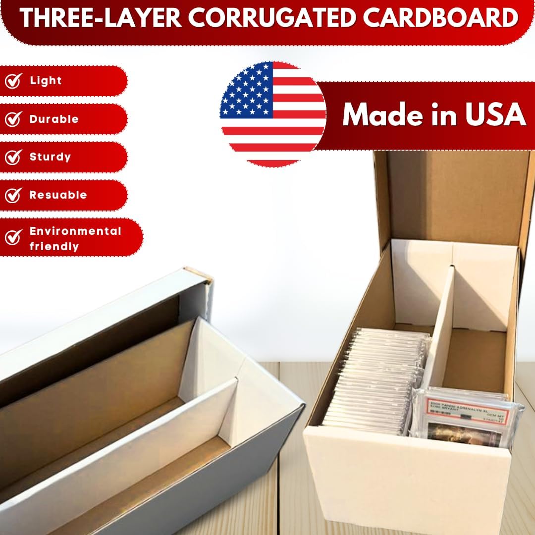 Premium 2-Row Shoe Box for Graded Cards – Holds 300+ Toploaders or 100+ Slabs – Trading Card Storage for PSA, BGS, CSG & More – Made in the USA