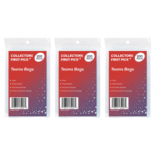 300 Team Bags (6 1/4 x 3 5/8) Resealable Sleeves Premium Penny Sleeves for Trading Cards - Protect Your Gaming Cards and Sports Cards - Fits Top Loaders, Semi Rigids, and Magnetics