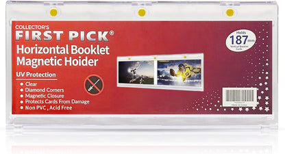 187mm Horizontal Booklet Magnetic Card Holder – UV Protection, PVC-Free – Triple Magnetic Lock for National Treasures, Playbook, Flawless Cards