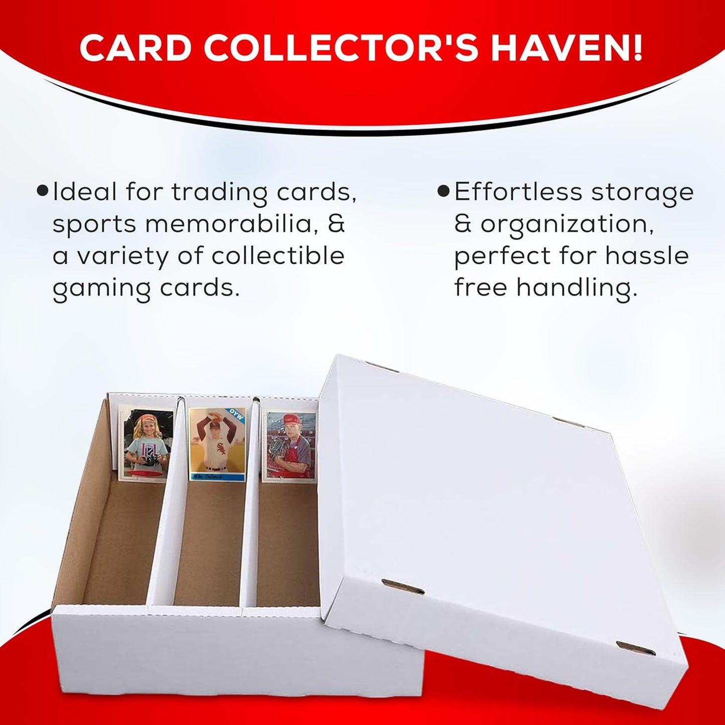 Premium 4-Row 3200 Count Trading Card Storage Box – Heavy-Duty Cardboard for Pokémon, Sports, and Gaming Cards – Made in the USA