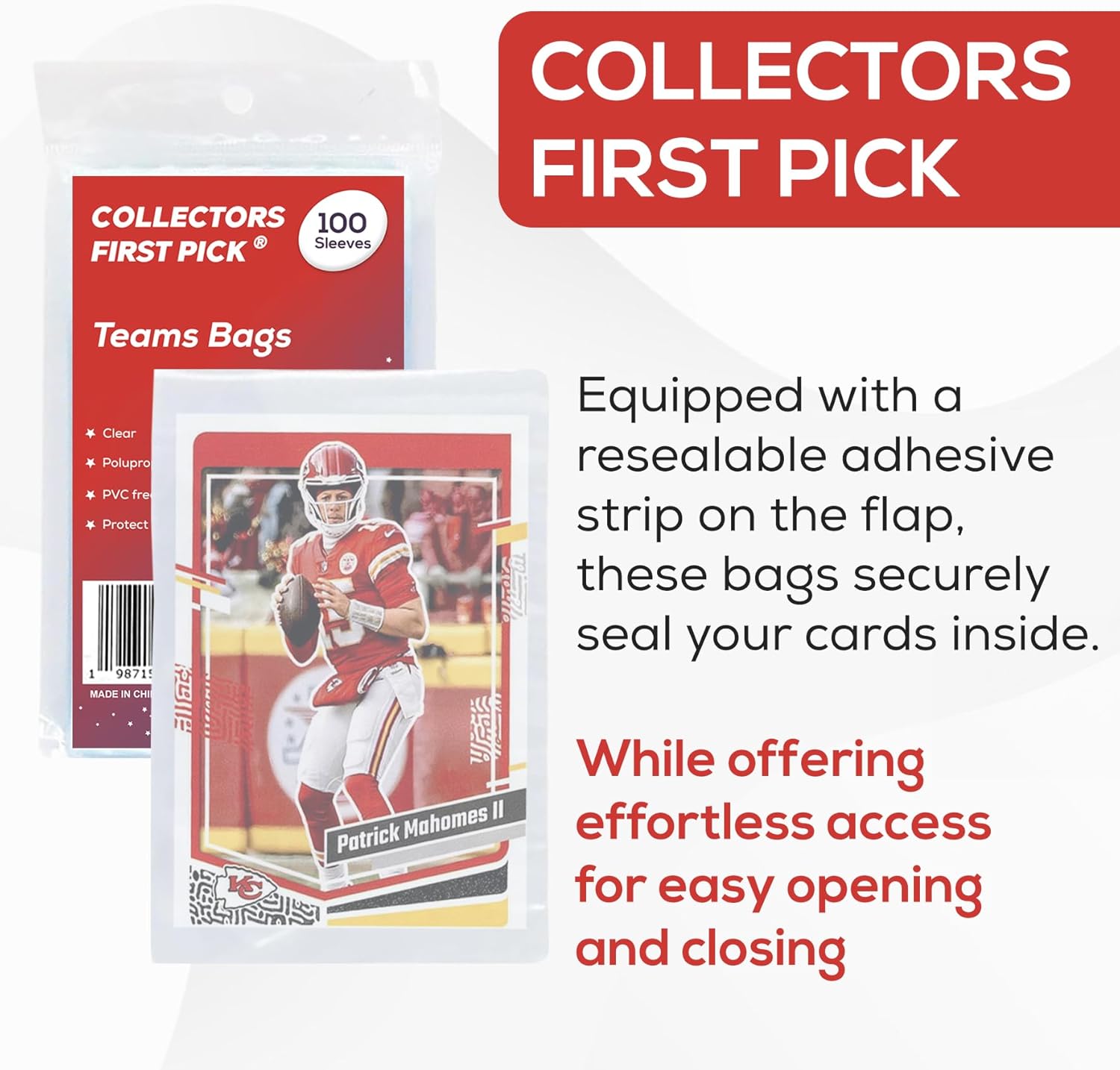 sleeves for football cards Team Bags Resealable Sleeves – Premium Penny Sleeves for Trading Cards – Collectors First Pick