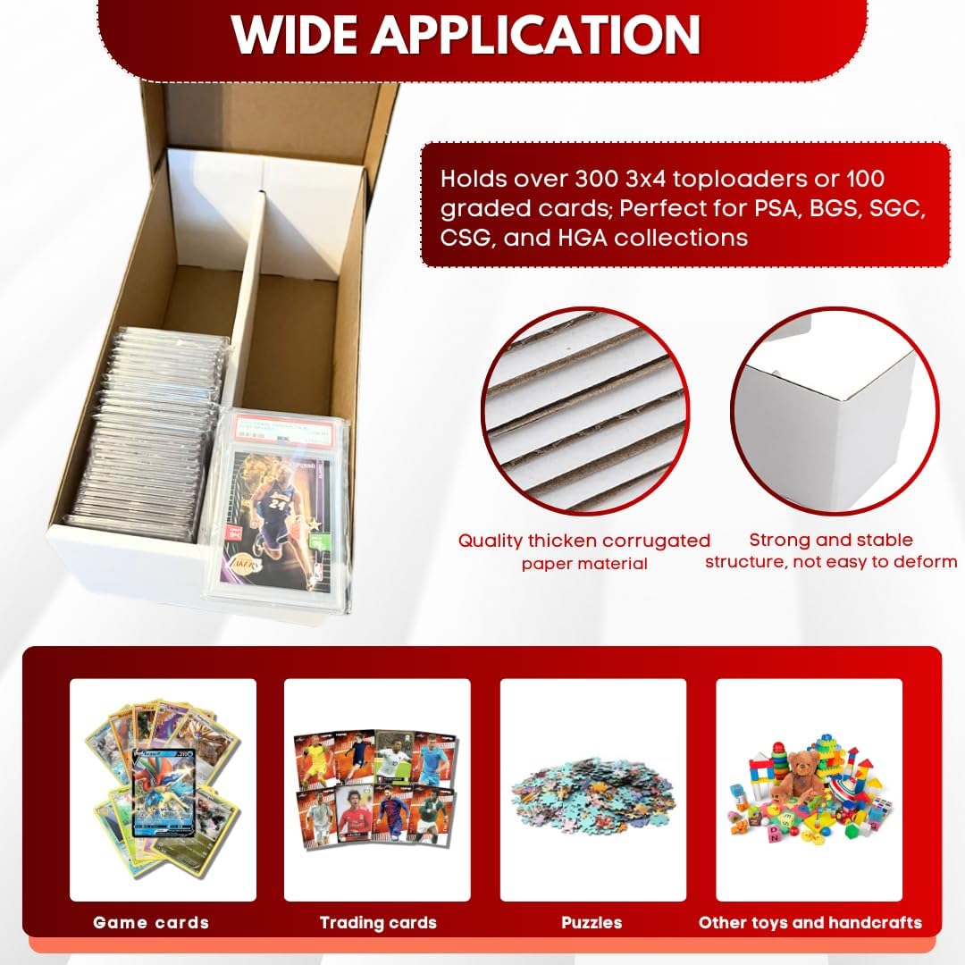 Premium 2-Row Shoe Box for Graded Cards – Holds 300+ Toploaders or 100+ Slabs – Trading Card Storage for PSA, BGS, CSG & More – Made in the USA