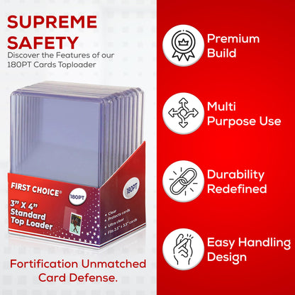 180PT (500 Piece Case 50 Packs) Premium Top Loaders for Cards Thick Top Loaders for Cards Storage for Thick Basketball Football Baseball Top Loader Storage Sleeve Ultra Clear Card Holder