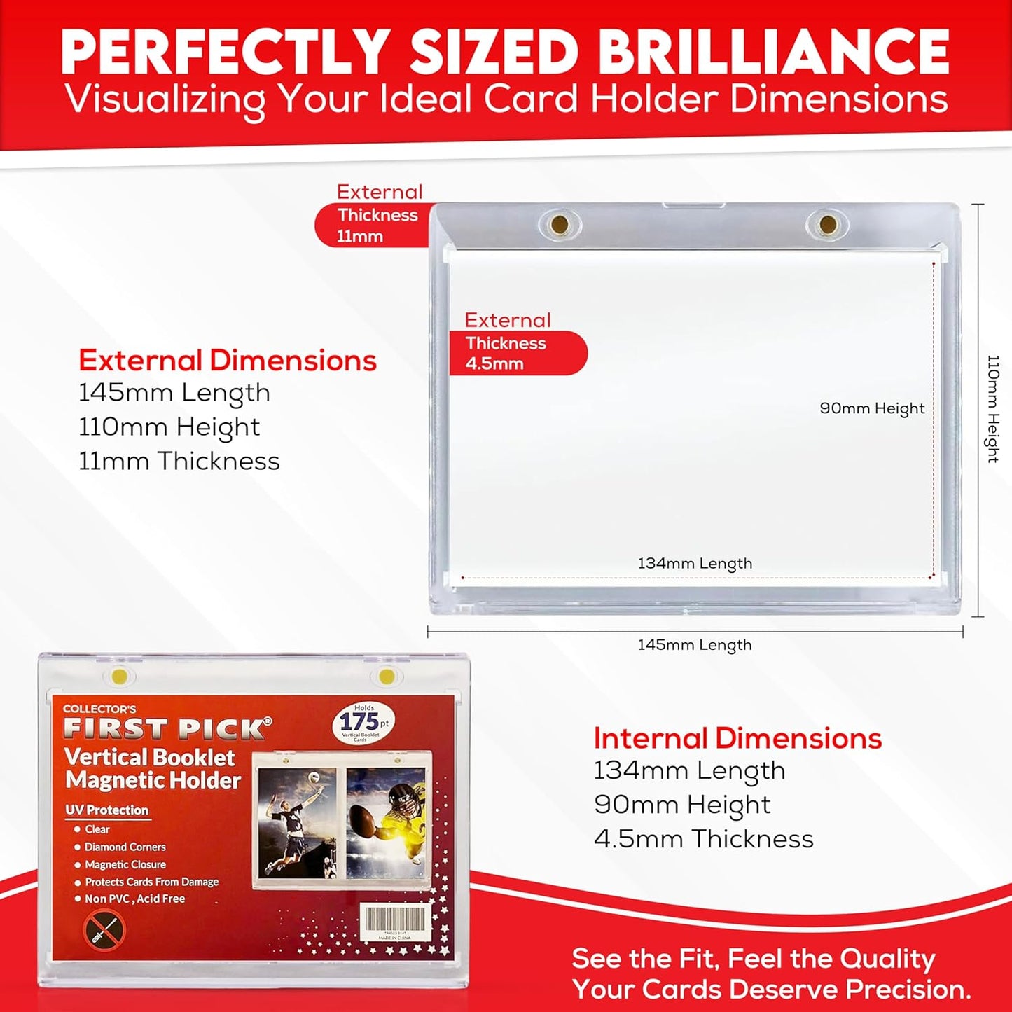 175PT Vertical Booklet Magnetic Card Holder – UV Protection, PVC-Free, Triple Magnetic Lock – For National Treasures, Flawless, Playbook Cards