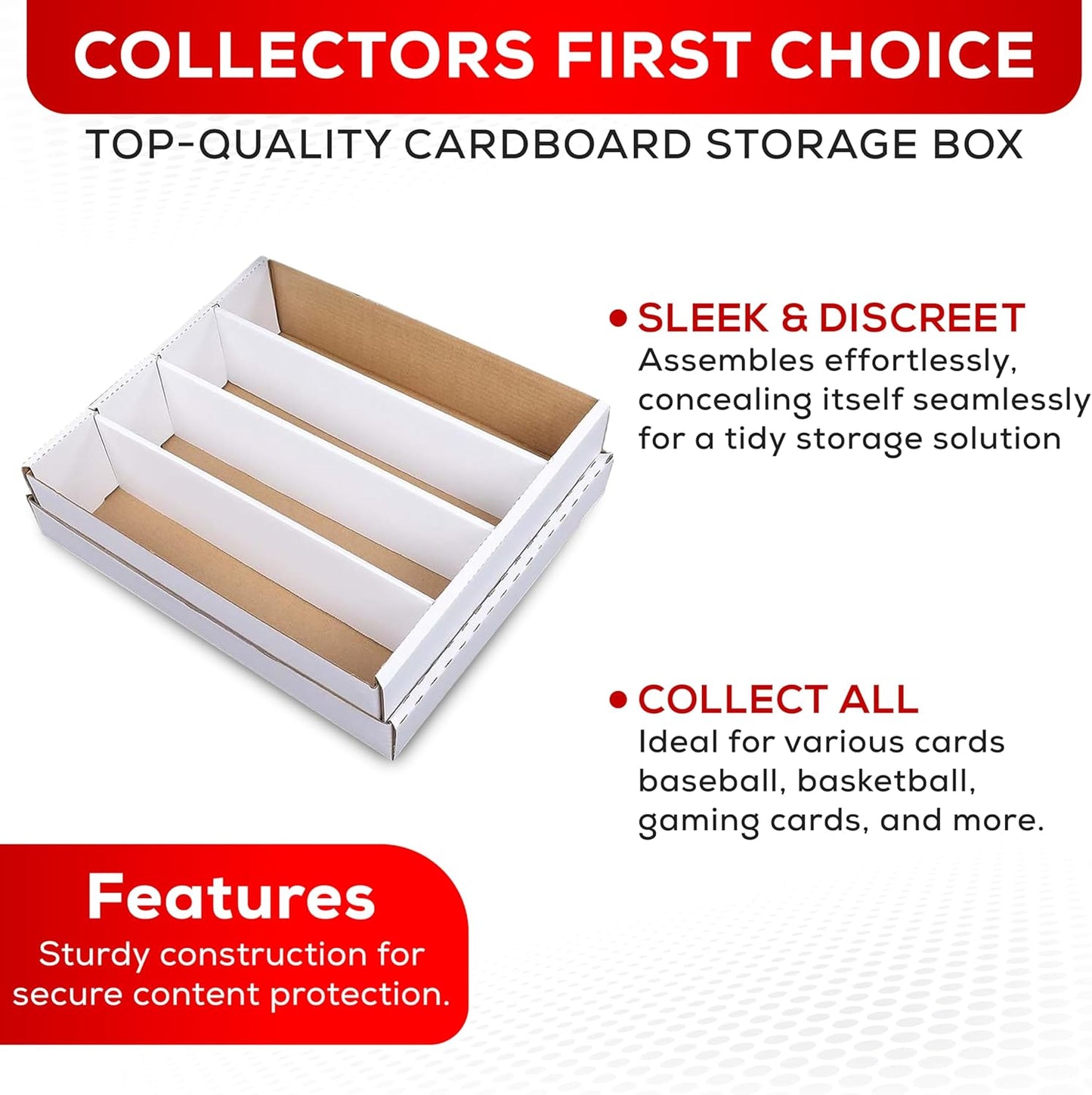 Premium 4-Row 3200 Count Trading Card Storage Box – Heavy-Duty Cardboard for Pokémon, Sports, and Gaming Cards – Made in the USA