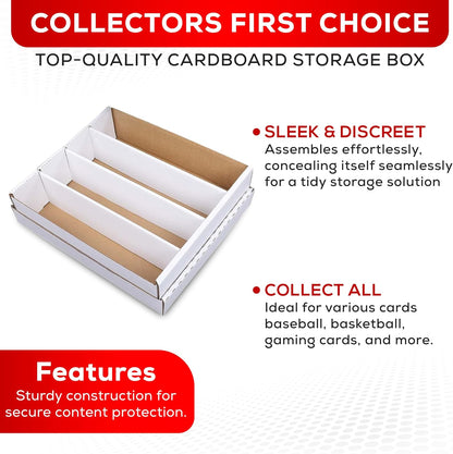 Premium 4-Row 3200 Count Trading Card Storage Box – Heavy-Duty Cardboard for Pokémon, Sports, and Gaming Cards – Made in the USA