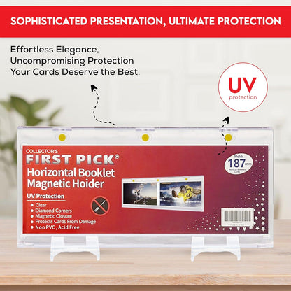 187mm Horizontal Booklet Magnetic Card Holder – UV Protection, PVC-Free – Triple Magnetic Lock for National Treasures, Playbook, Flawless Cards