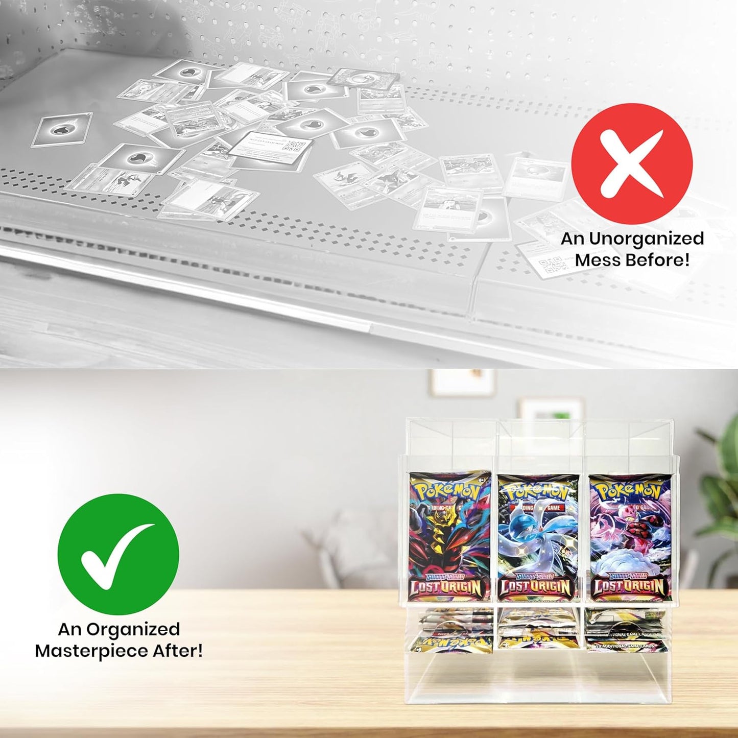 Collector's First Pick – 3-Slot Acrylic Card Pack Dispenser & Organizer for Pokémon, Sports & Trading Card Packs